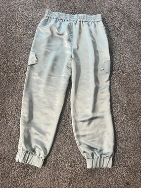 Express Light green Satin Cargo Joggers - Cropped Ankle